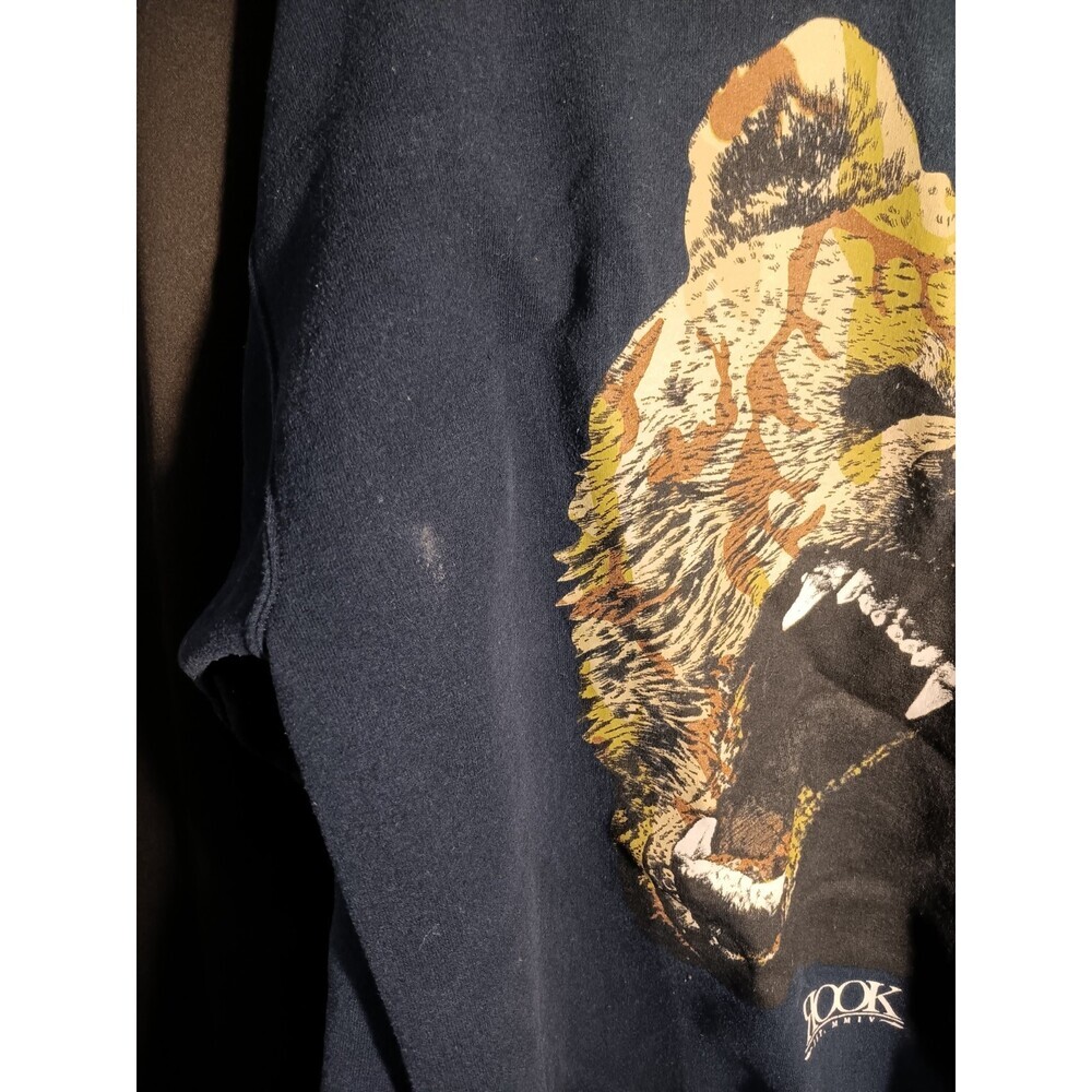 Rook Camo Grizzly Bear Head Sweatshirt Men’s L Navy Crew Neck Graphic Pullover - Picture 4 of 5